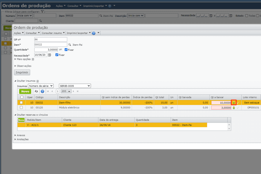 screenshot of ERP MAXIPROD